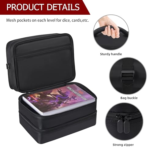 Brappo Travel Bag compatible DND Miniatures, DND Dice, Maps, DM's Guide, and Player's Handbook, For RPG, MTG Tabletop Game Collections(Case Only) (black)