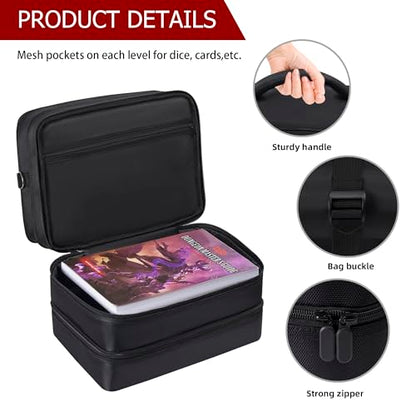 Brappo Travel Bag compatible DND Miniatures, DND Dice, Maps, DM's Guide, and Player's Handbook, For RPG, MTG Tabletop Game Collections(Case Only) (black)
