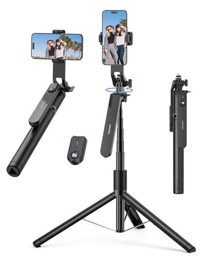 TECKNET 71" Phone Tripod & Selfie Stick, Portable Extendable Cell Phone Tripod Stand with Wireless Remote and Phone Holder, with Wireless Remote Control for iPhone/Samsung/Android/Camera - color: Black