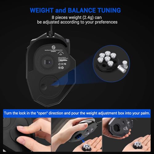 UtechSmart Gaming Mouse (Wired 2535-1, Black-Blue) - color: Black-Blue