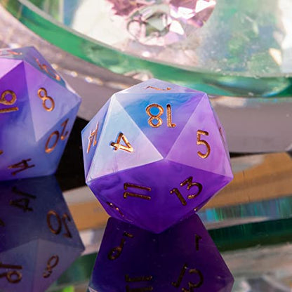 Single D20 Dice - 22mm, 20 Sided D&D Dice for Dungeons and Dragons, DND Dice with Resin Sharp Edge, Handmade Polyhedral for RPG, Roleplaying Games MTG Table Games(Gradual Purple) - color: D20-gradual Purple