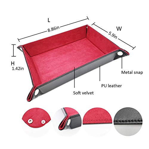 2 Pieces Dice Holder Dice Rolling Tray Double Sided PU Leather and Velvet Folding Tray Dice Pad for Dice Gaming and Other Table Games (Blue & Red) - color: Blue & Red