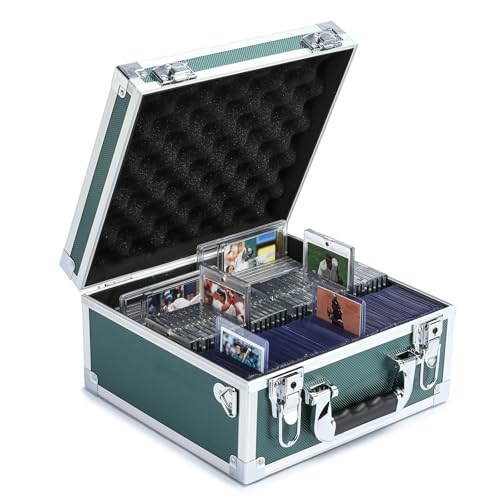 Collectable Trading Card Cases, Toploaders Storage Box, Magnetic Card Storage Hard Cabinet, Graded Card Storage Case, Sports & Trading Collector Storage Box (Green) - color: Green, size: Medium