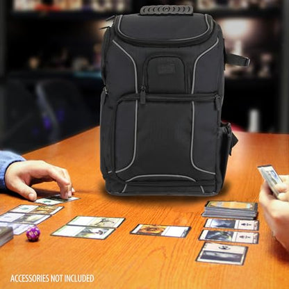 USA Gear MTG Backpack Compatible with Magic the Gathering Deck, Yu-Gi-Oh, MTG Decks & more - TCG Backpack MTG Bag with Shoulder Straps, Customizable Dividers, TCG Playmat Holder, Binder Space (Black) - color: Black