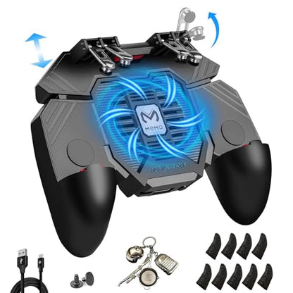 Mikirini 11 in 1 PUBG Mobile Controller with Phone Cooler & 4000mAh Battery | L2R2 Cell Phone Triggers for PUBG/Call of Duty/Free Fire/Fornite, compatible with 4.7-6.5" iPhones & Android Phones