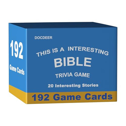 Docdeer 192 Bible Story Trivia Quiz Question Game Cards | 20 Famous Bible Story | Relay Trivia Board Games | Bible Study & Biblical Knowledge Trivia Cards | Christian Gifts for Women Men & Families