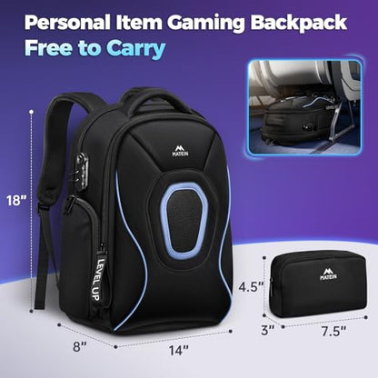 MATEIN 17.3 Inch Gaming Laptop Backpack for Men with Organizer Pouch | TSA Friendly, Travel Laptop Backpack with Rain Cover, Padded Laptop Protection, Anti Theft Pocket, Carry On Gaming Bag