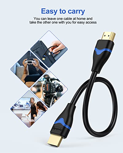 4K Short HDMI Cable 6 inch, HDMI Cord 0.5FT High Speed HDMI to HDMI Cable 2.0(4K@60Hz, 2K@144Hz, 1080P@120Hz, 18Gbps, HDR, 3D, HDCP 2.2, ARC) for HDTV, Switch, PS4/PS5, Xbox, Blu-ray, Monitor - size: 0.5FT