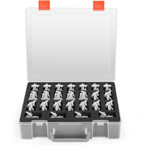 Miniature Storage Carrying Figure Case - 50 Slot Figurine Minature Carrying Case with 2 Foam Layer for Miniatures Compatible with 40k, DND & More (Transparent) - color: Transparent