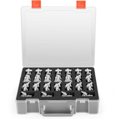 Miniature Storage Carrying Figure Case - 50 Slot Figurine Minature Carrying Case with 2 Foam Layer for Miniatures Compatible with 40k, DND & More (Transparent) - color: Transparent