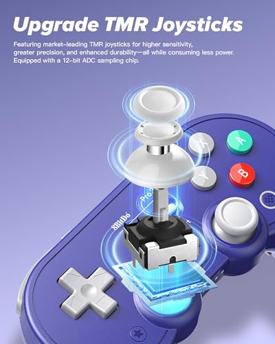 8Bitdo Pro 3 Bluetooth Controller with TMR Joysticks (Purple) | Swappable ABXY Buttons, Pro Back Buttons, Hall Triggers, Charging Dock, for Switch/Switch 2, Windows, Apple, SteamOS, Android - color: Purple, size: Pro 3