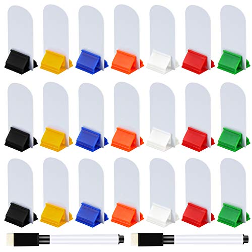Meetory 45 Pieces Blank Game Board Markers and 35 Pieces Game Card Stands with 2 Pcs Black Marker Pens, Plastic Token Cards with 7 Multi-Color Card Stands for DIY Board Game Party Favor