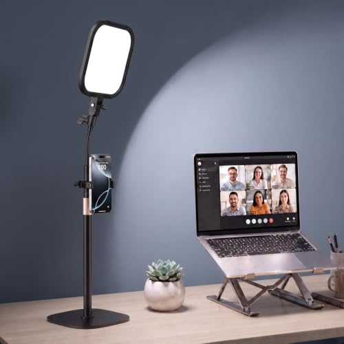 EMART Desktop Gooseneck Video Conference Lighting, Dimmable 2500-8500k | Large-Surface LED Panel Lamp for Desk with Phone Holder ,USB Flicker-Free for Podcast & Streaming ,Zoom Ring Light - size: 43.3inch