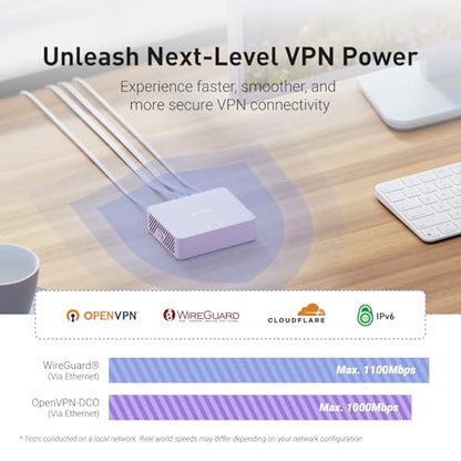 GL.iNet GL-MT5000 Brume 3 Wired VPN Security Gateway NO Wi-Fi | Up to 1100 Mbps hardware-accelerated VPN, three 2.5GbE ports with multi-WAN failover, VPN obfuscation, OpenWrt with 1GB DDR4