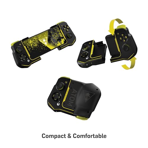 Turtle Beach Atom Mobile Game Controller with Bluetooth for Cloud Gaming on Xbox Game Pass with Android Mobile Devices - Compact Shape & Console Style Controls – Black/Yellow - color: Black/Yellow