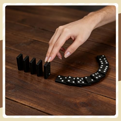 75 Pack Mini Dominos Set for Adults Bulk Double 6 Dominoes Wooden Miniature Classic Board Games Party Favor Travel Family Games Educational Toys with Wood Case Operation Christmas Item Gifts