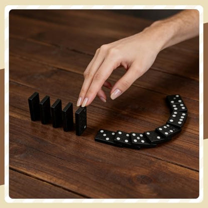 75 Pack Mini Dominos Set for Adults Bulk Double 6 Dominoes Wooden Miniature Classic Board Games Party Favor Travel Family Games Educational Toys with Wood Case Operation Christmas Item Gifts