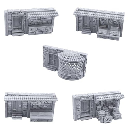 Terrace Shopfronts by Printable Scenery, 3D Printed Tabletop RPG Scenery and Wargame Terrain 28mm Miniatures