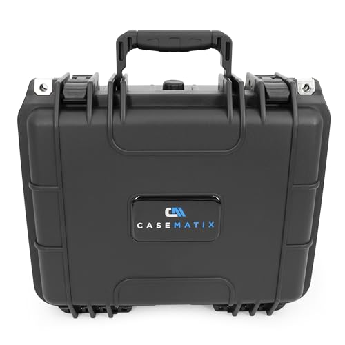 CASEMATIX 13" Waterproof Hard Case with Customizable Foam for Portable Electronics, Tools and Accessories - Hard Shell Plastic Case with Pre-Diced Travel Case Foam Interior - size: 13"