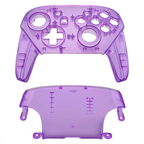 eXtremeRate Clear Atomic Purple Faceplate and Backplate for Nintendo Switch Pro Controller, DIY Replacement Shell Housing Case for Nintendo Switch Pro - Controller NOT Included - color: Clear Atomic Purple