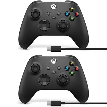 Microsoft Xbox Wireless Controller w/USB-C Cable for PC, Carbon Black, 1V8-00001 (2-Pack) - color: Carbon Black + USB-C Cables