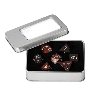 Wooden DND Dice Set Red Sandalwood Wood Dice Set for Tabletop Games | Iron Box, DM Gift, for Dungeons and Dragons Role Playing Games - color: Big Red Sandalwood