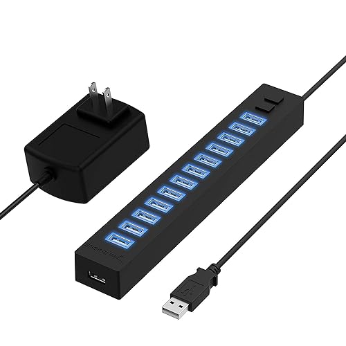 SABRENT 13-Port USB 2.0 Hub with Power Adapter, 2 Switches (HB-U14P) - size: 13-PORT