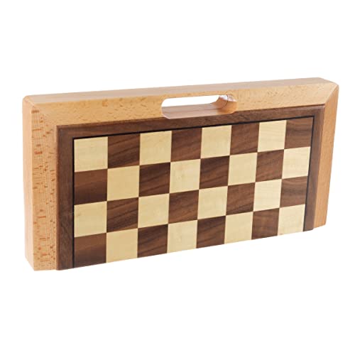 3-in-1 Chess, Backgammon, and Checkers Set – Wooden Board Game Set Folds for Practical Storage and Transport – Travel Board Games by Trademark Games - style: 3-in-1