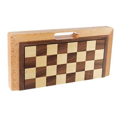 3-in-1 Chess, Backgammon, and Checkers Set – Wooden Board Game Set Folds for Practical Storage and Transport – Travel Board Games by Trademark Games - style: 3-in-1