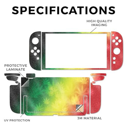 Glossy Glitter Gaming Skin Compatible with Nintendo Switch 2 Console Only - Rasta Rainbow - Premium 3M Vinyl Protective Wrap Decal Cover - Easy to Apply | Crafted in The USA by MightySkins - color: Rasta Rainbow, size: Switch 2 Console Skin Only, style: G