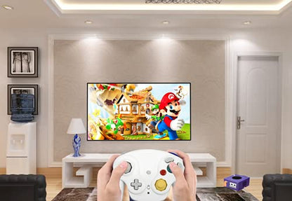 Wireless Game Cube Controller, 2 Pieces 2.4G Wireless Classic Gamepad with Receiver Adapter for Wii Game Cube NGC GC (Black and White) - color: Black and White