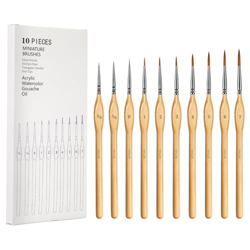 Miniature Paint Brushes Kit, Fine Detail Painting Brush Professional Tiny Paints Brush Set for Art Watercolor Oil Acrylic,Craft Models Rock Painting - size: 10PCS
