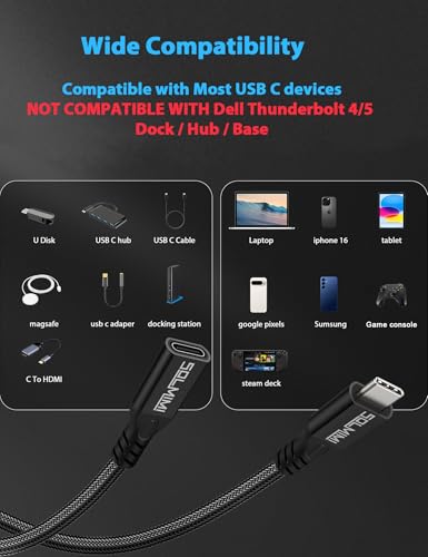 USB C Extension Cable 0.6FT, USB C Male to Female Extender 20Gbps 100W,4K | 4K@60Hz Video, Nylon Braided, Aluminum Alloy Shell, Reinforced joint, USB-C Extender for Laptop, Tablet, SSD, Monitor,phone - size: 0.65FT