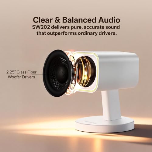 Sanyun SW202 24W 2.0 Computer Speakers, DSP-Enhanced Clear Stereo, 3 Modes | Game/Movie/Music Modes, 16bit DAC, USB/Bluetooth 5.2/AUX, 2.25" Full-Range Drivers, RGB Lighting, Compact Design(Pair, White) - color: SW202 White