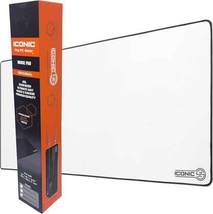 XL Extended Gaming Mouse Pad/Mat 34"x14"(White) - Large & Wide Desk Cloth Mousepad - Stitched/Water Proof/Non Slip Base - color: White, size: XL 34"x14"