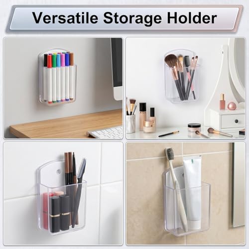 2 PCS Remote Control Holder Wall Mount, TV Remote Control Holder, Self Adhesive Pen Holder Organizers and Accessories for Home Office School (4, Clear-4Pcs) - color: Set of 4-Clear