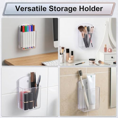 2 PCS Remote Control Holder Wall Mount, TV Remote Control Holder, Self Adhesive Pen Holder Organizers and Accessories for Home Office School (4, Clear-4Pcs) - color: Set of 4-Clear