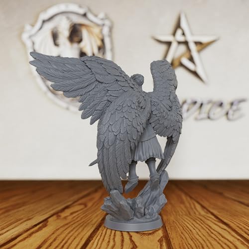 AUSPDICE 32mm Winged Celestial Guardian Unpainted DND Miniature AS503 | Solar Warrior Resin Fantasy Figure with Sword and Four Wings for Dungeons and Dragons, TTRPG Games and Dungeon Masters