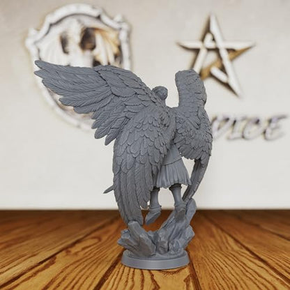 AUSPDICE 32mm Winged Celestial Guardian Unpainted DND Miniature AS503 | Solar Warrior Resin Fantasy Figure with Sword and Four Wings for Dungeons and Dragons, TTRPG Games and Dungeon Masters