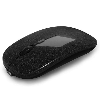 AIKOKOK Wireless Bluetooth Mouse, Rechargeable, Dual Mode Bluetooth 5.2 & 2.4G USB, LED Lights, Slim, Silent, Portable Computer Mouse for Laptop, PC, MacBook, iPad, Tablet (Bright Black) - color: Bright Black