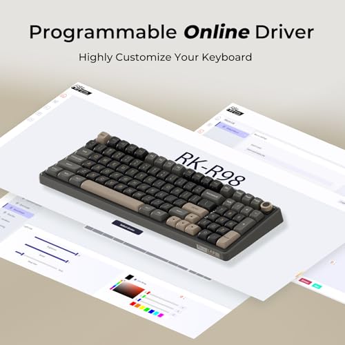 RK ROYAL KLUDGE R98 Pro Wired Mechanical Keyboard, 96% Creamy Gaming Keyboard RGB Backlit with Number Pad and Volume Knob, Gasket Mount, MDA Profile PBT Keycaps, Hot Swappable Pre-lubed Linear Switch - color: Black, size: Hot Swappable Cream Switch