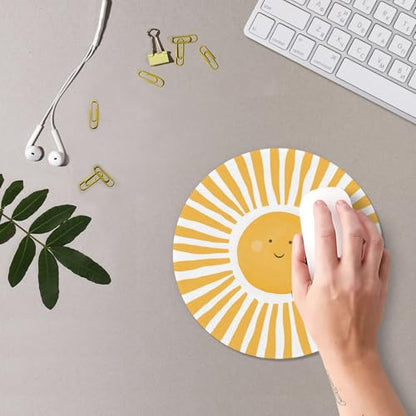 Boho Yellow Sunshine Mouse Pad, Cute Sunshine Mouse Pads Mousepad for Desk Home Office Dorm Computers Laptop, Boho Office Supplies Desk Accessories, 7.9x7.9 Inch - color: Yellow Sunshine-2