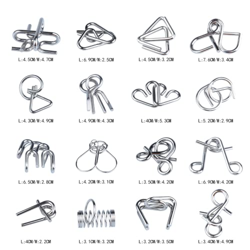 Brain Teaser Puzzle Wooden Threading Rope Loop Puzzle Luban Lock Brain Teaser Game Adult Kids Toy Puzzles for Adults (16) - size: 16