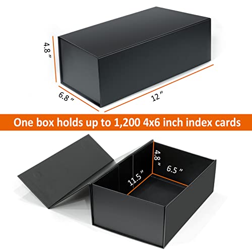 tutata 4X6 Index Card Holder, Index Card Storage Box 4 x 6 Inches, Fits 1200 Flash Cards - 1 Pack, Black - color: 1 PACK 4X6 BLACK BOX
