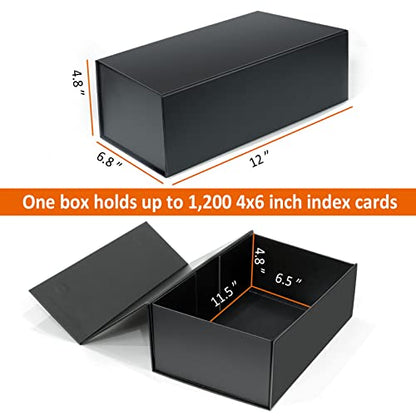 tutata 4X6 Index Card Holder, Index Card Storage Box 4 x 6 Inches, Fits 1200 Flash Cards - 1 Pack, Black - color: 1 PACK 4X6 BLACK BOX