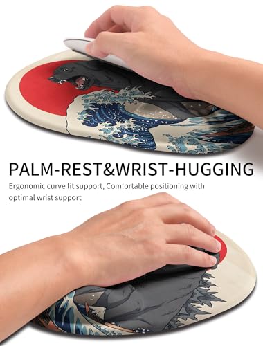 Palm-Rest and Wrist-Hugging Mouse Pad Wrist Rest, Ergonomic Wrist Support with Curve Fitting Cushioned Memory Foam for Carpal Tunnel Pain Relief, 9.9 x 8.3 Inch, Dog Sila - color: Dog Sila