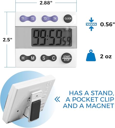 Sper Scientific Portable Digital Kitchen & Lab Timer 810015 - 4 Channel, Large Display, Loud Alarm - 4 pc - size: 4 Pack