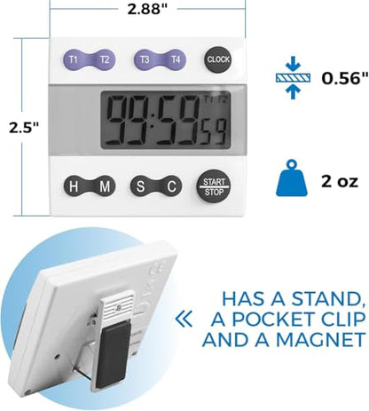 Sper Scientific Portable Digital Kitchen & Lab Timer 810015 - 4 Channel, Large Display, Loud Alarm - 4 pc - size: 4 Pack