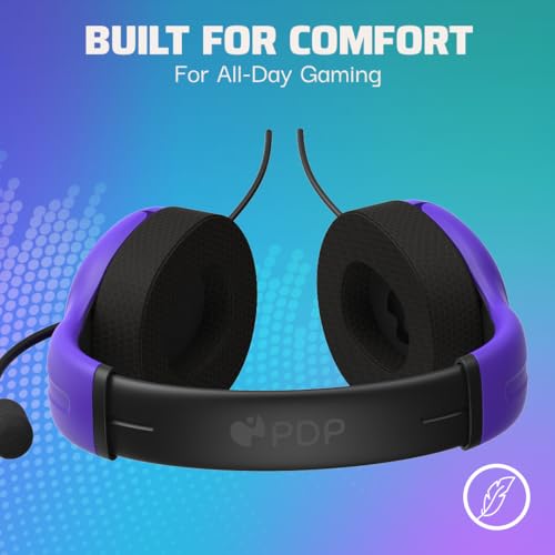 PDP Airlite Wired Gaming Headset for PS5, PS5, PlayStation & PC | Licensed for PlayStation, Noise-Cancelling Flip-to-Mute Mic, Lightweight yet Durable Design, 3.5mm Jack, Ultraviolet Purple - color: Purple, style: Wired