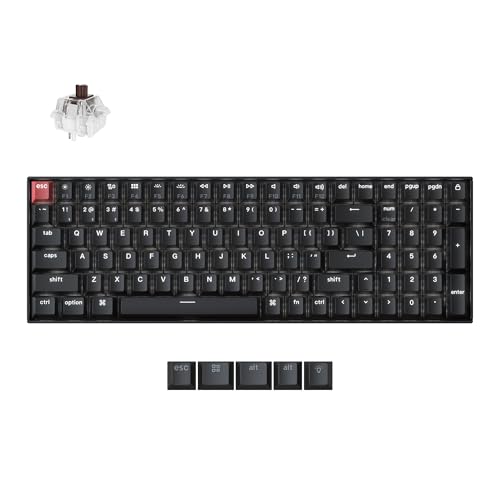 Keychron K4 96% Layout QMK Wireless and Wired Options Mechanical Keyboard, White Backlight Super Brown Switch, Paired with Shine-Through Double-Shot PBT Keycaps for Mac Windows-Version 3 - color: Keychron Super Brown Switch, size: Version 3